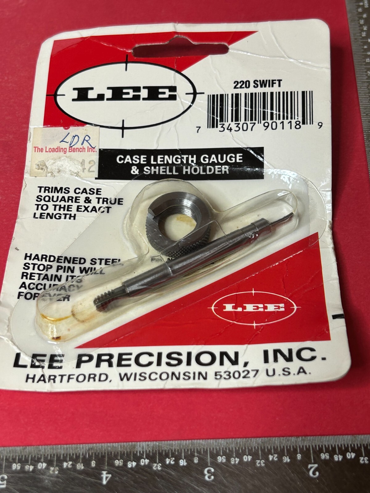 Lee case length gauge and shell holder for trimmer #90118 .220 Swift NEW