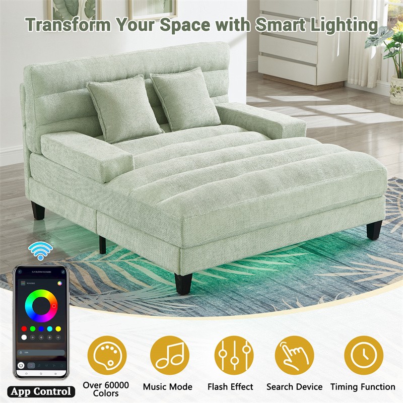 Modern Chaise Lounge Sofa 57.1" Sofa Bed Chenille Upholstered Lounge Sofa Chair