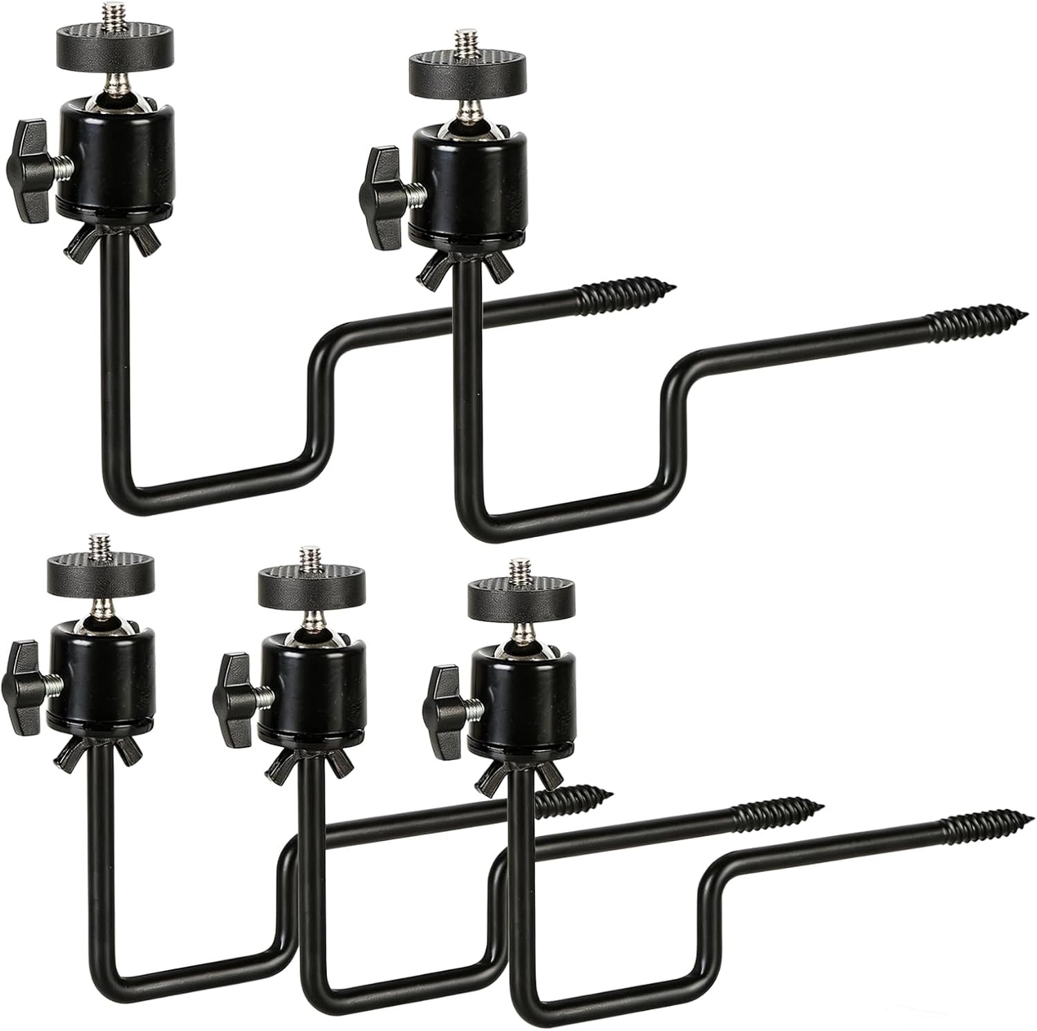 5 Pack Trail Camera Tree Mounts, 360° Rotatable Hunting Cam Brackets with 1/4" X