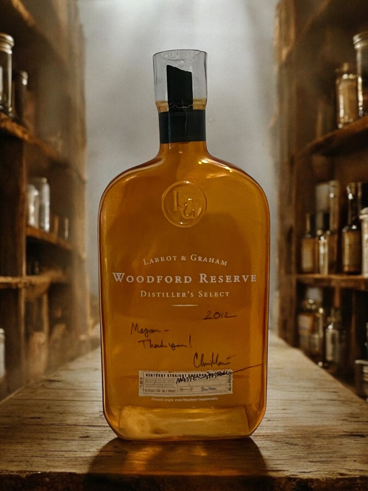 Huge Signed 2012 Woodford Reserve Bourbon Bar Display Bottle Factice/Dummy