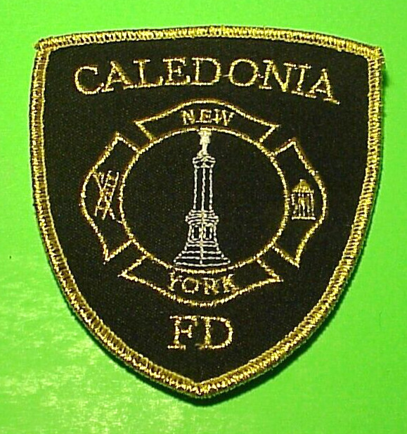 CALEDONIA  NEW YORK  NY  ( GLITTER GOLD BORDER )  4 1/4"  FIRE DEPT  PATCH