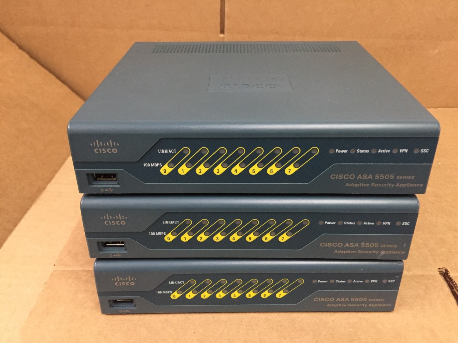 Lot of 3 Cisco ASA 5505 v11 Series Adaptive Security Appliance Firewall No AC