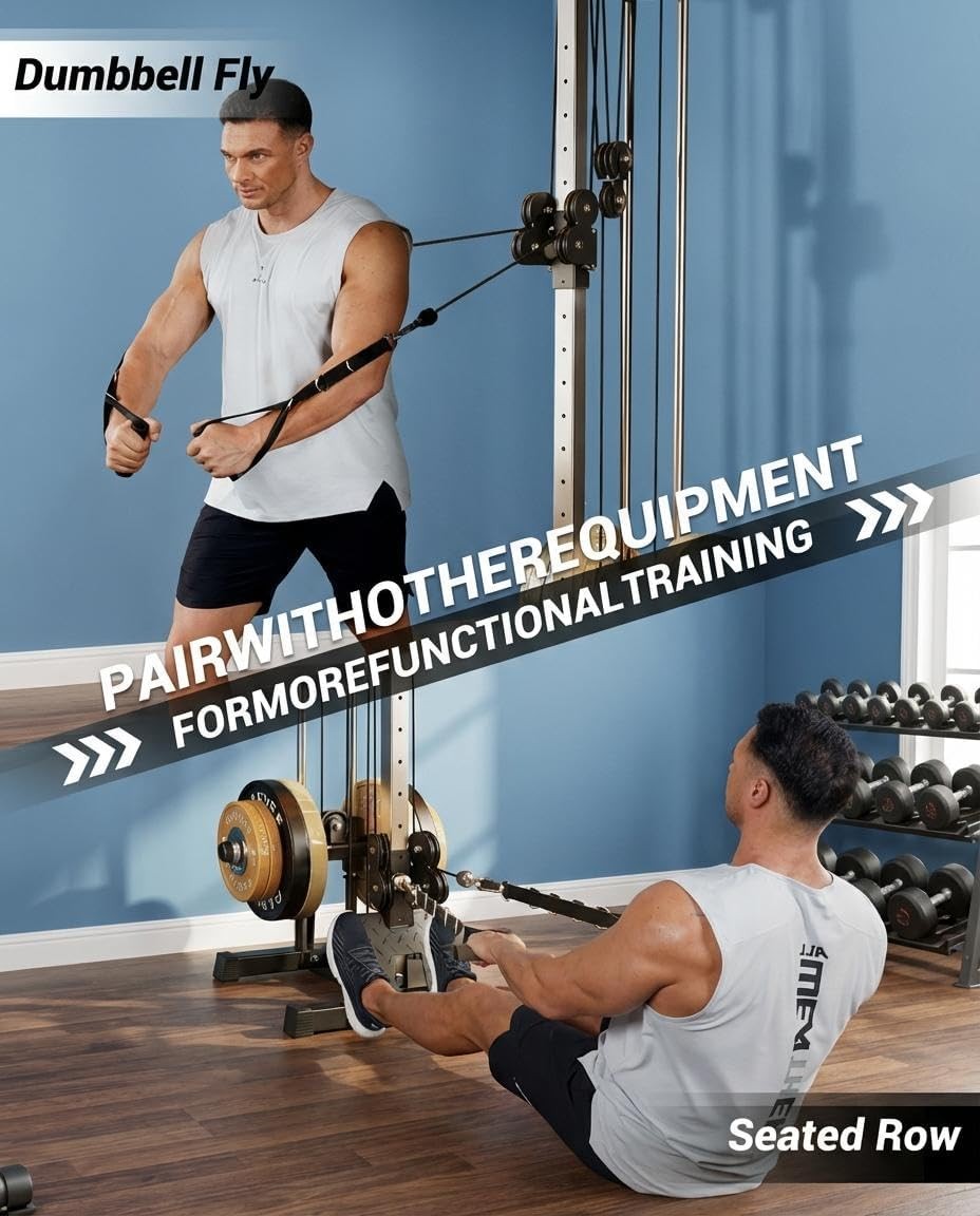 Wall Mount Cable Station LAT Pulldown Machine w/19 Positions Dual Pulley System