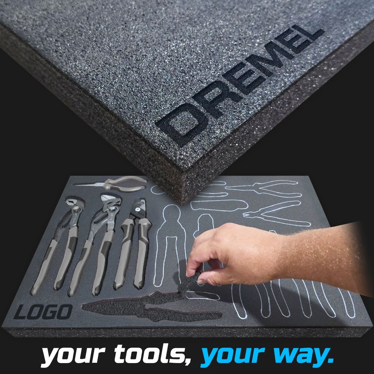 DREMEL DARK shadow foam tool tray insert storage organizer toolbox tool kit set