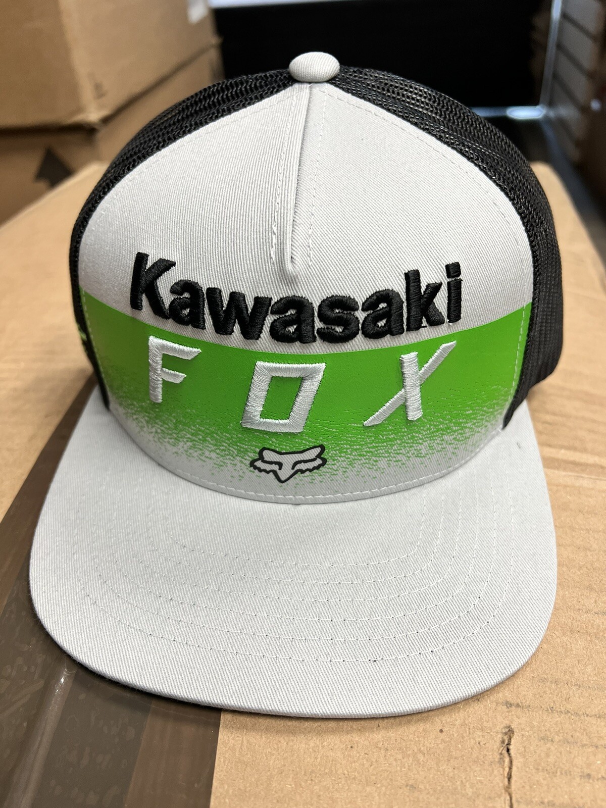 Fox Racing Men's Kawasaki Snapback Trucker Mesh HAT, White, One Size Moto X