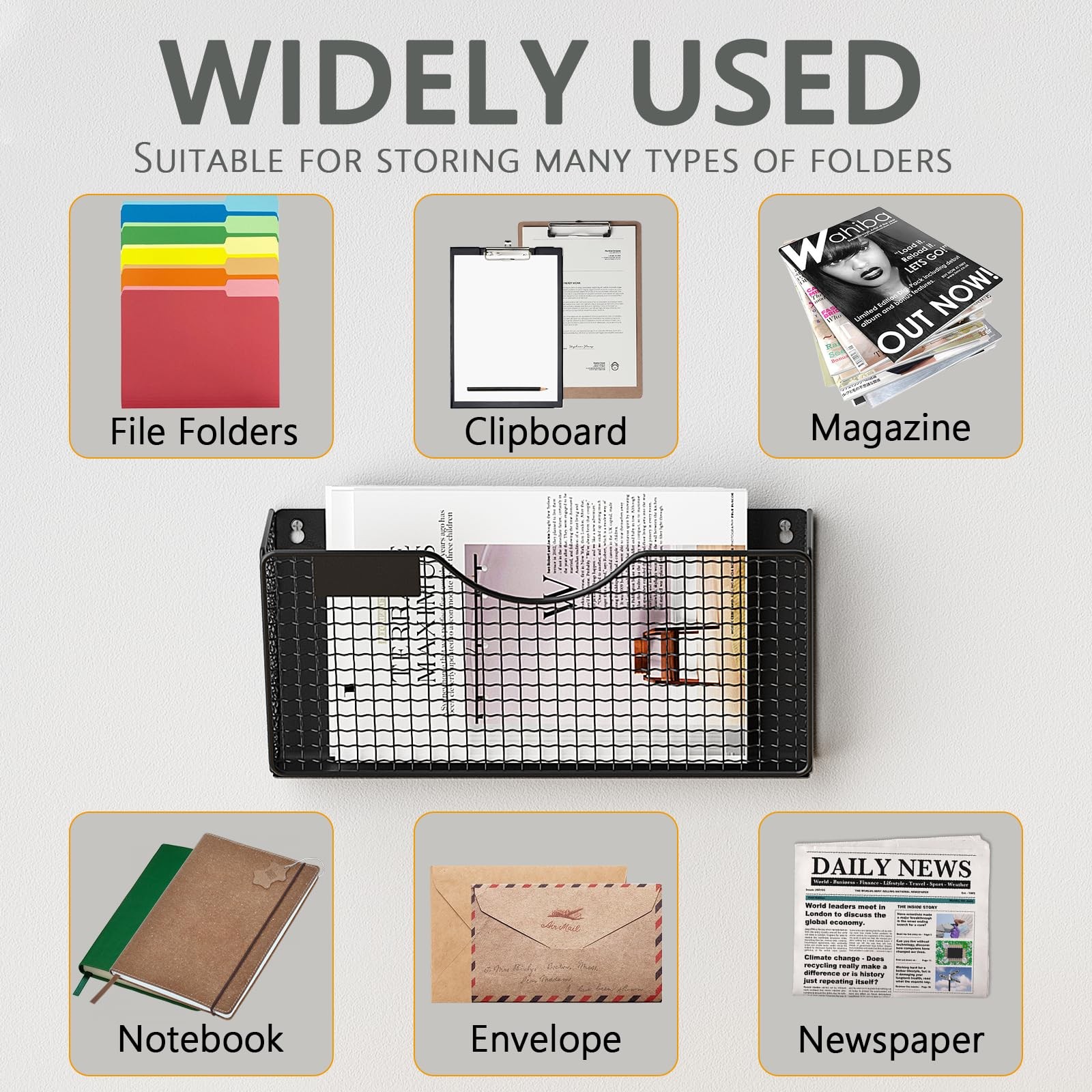 Mftek Magnetic File Holder 4 Pockets Magnetic File Folder Holder No Drilling