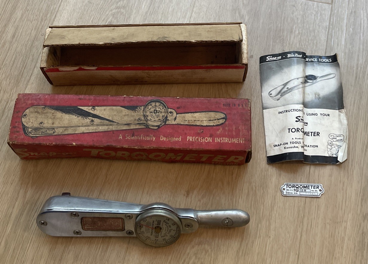 Vintage Snap On Torqometer TQ12 B 3/8” Drive Dial Torque Wrench In Original Box