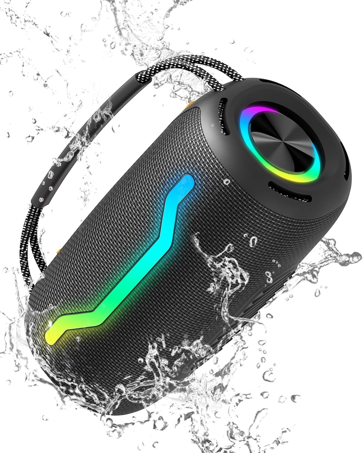 Bocina Bluetooth Portatil Con Luces LED USB AUX Resistente Al Agua 8H Bateria