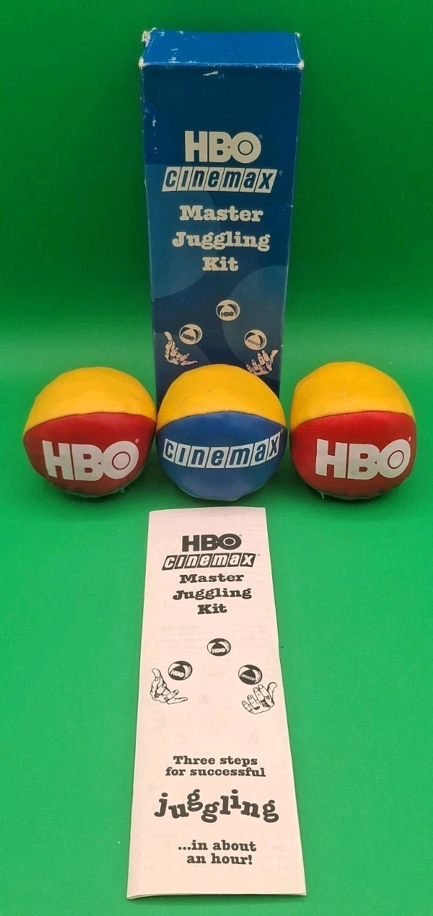 VTG HBO Cinemax Master Juggling Kit Multicolor Balls 1996 with instructions Rare