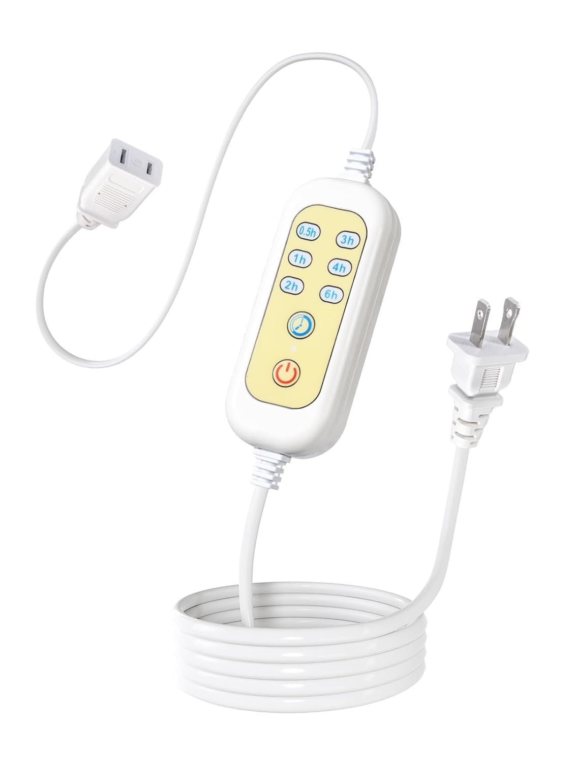 Timer Extension Cord with Auto-Off Switch for Lamps and Chargers, 6 Outlets