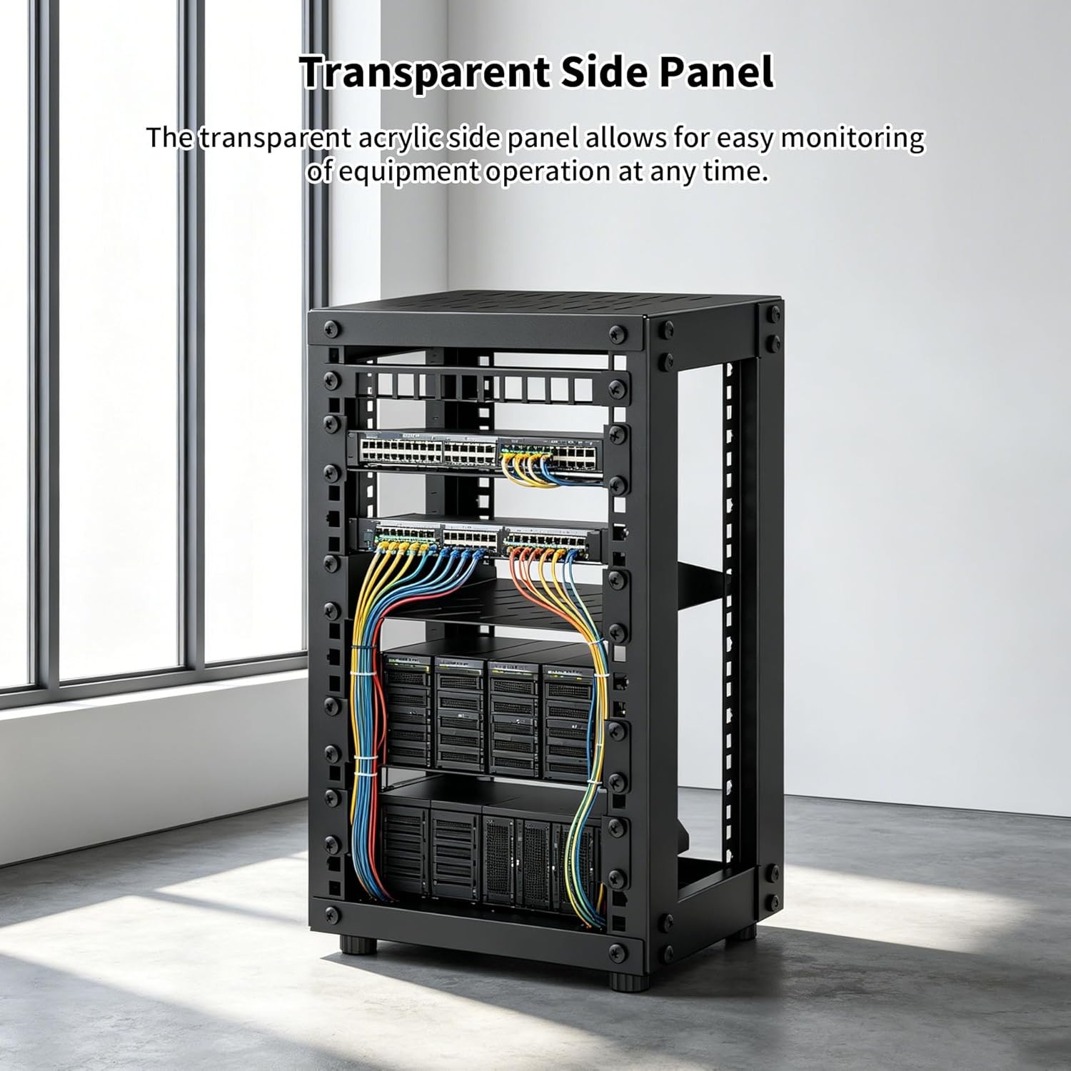 Compact 8U Mini Server Rack Cabinet for Network & A/V Equipment, Black