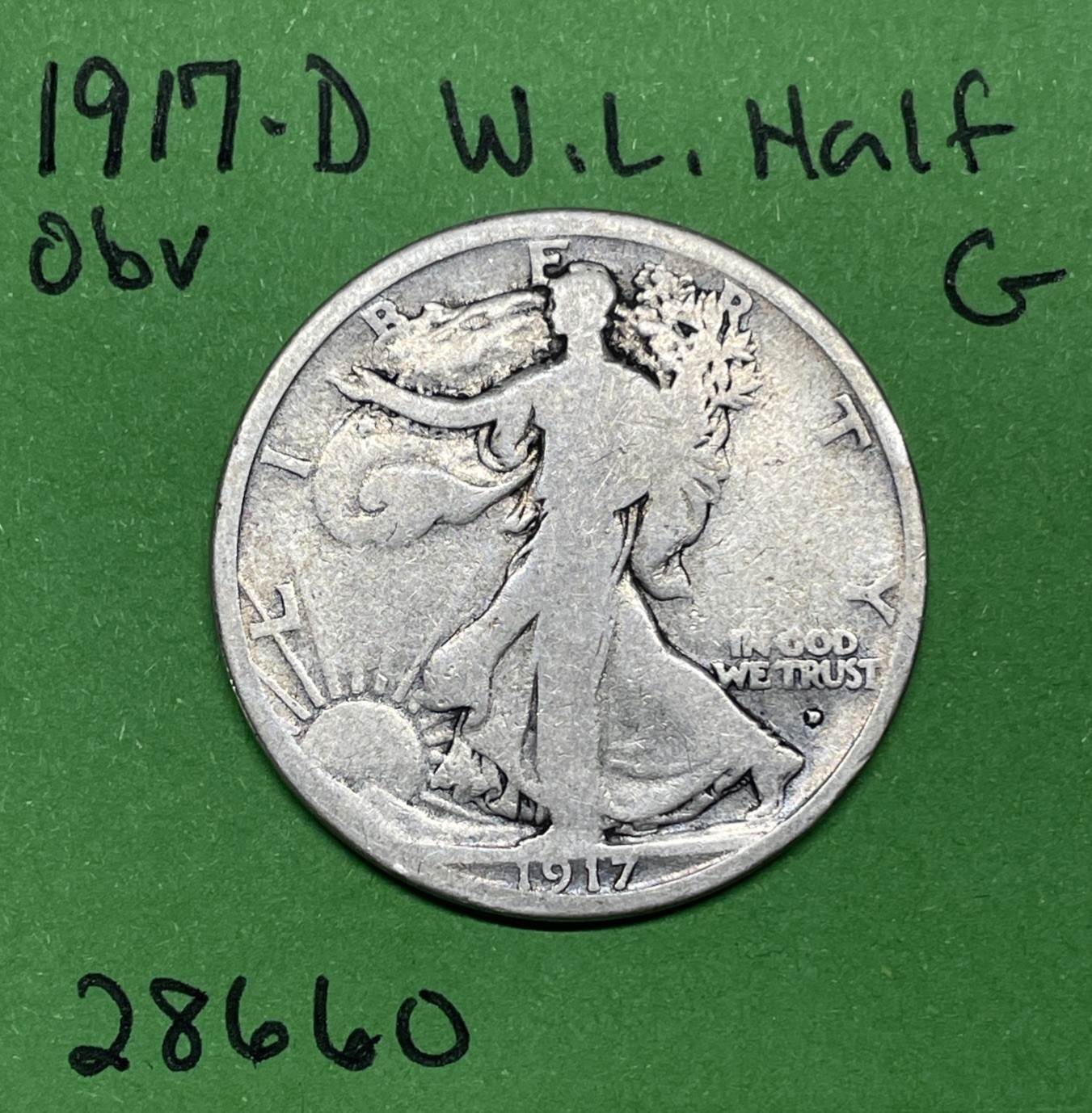 1917-D OBV Walking Liberty Half Dollar 50c Good US Coin