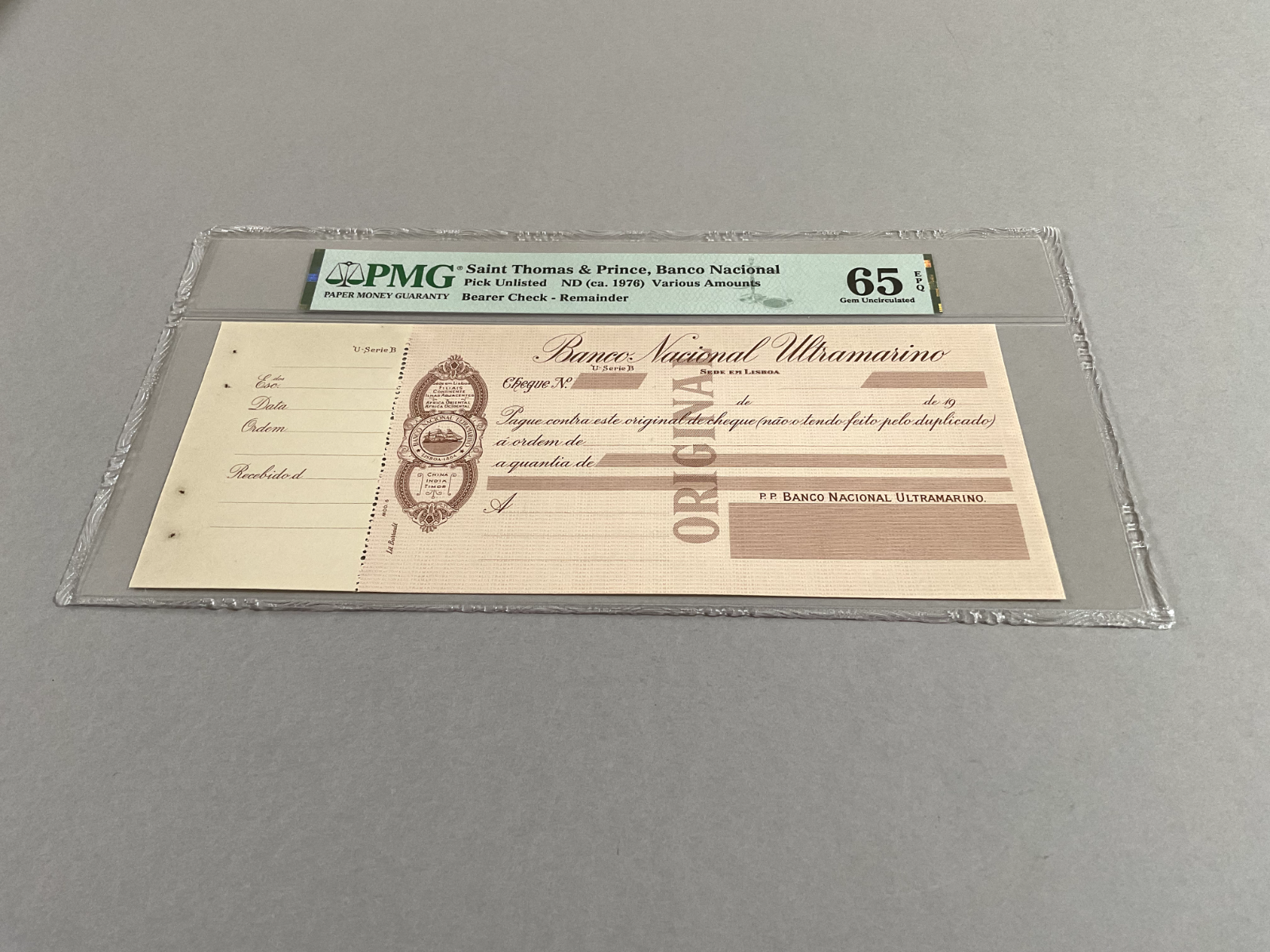 Saint Thomas & Prince Various Amounts P-UNL ND(1976) PMG 65 EPQ *Bearer Check*