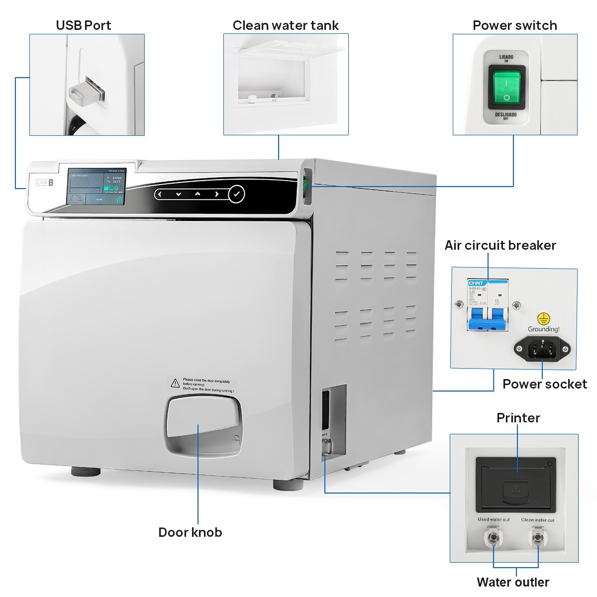 17L Class B Dental Steam Sterilizer Vacuum Sterilization Built-in printer