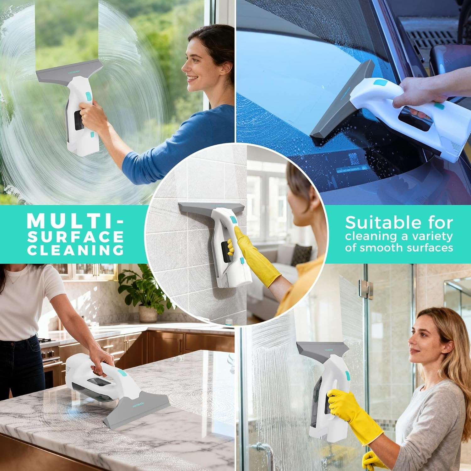 Electric Window Vacuum Squeegee 11", Vacuum Squeegee Cordless Cleaner Tool Set,