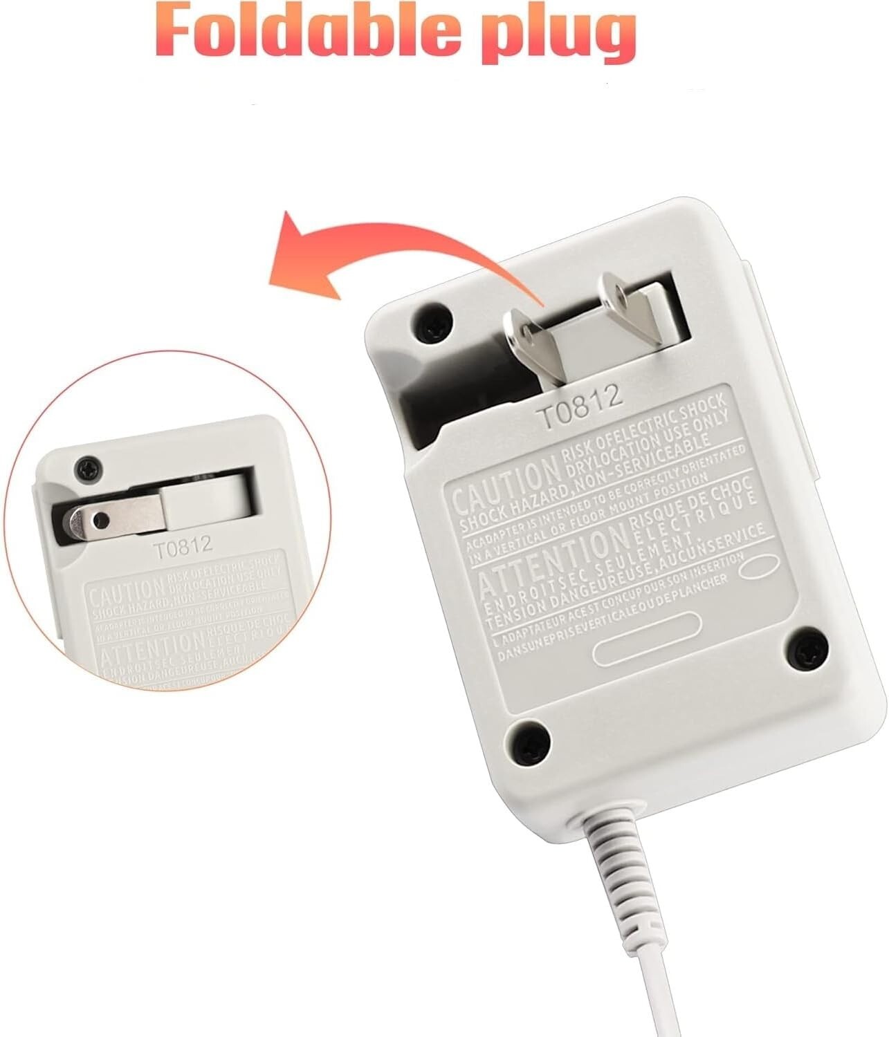 2-Pack 3DS & Dsi Charger Compatible with Nintendo, Foldable Plug
