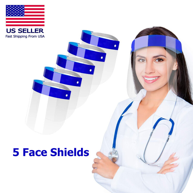 5 Pack Face Shield Reusable Washable Safety Protection Clear Anti Splash 