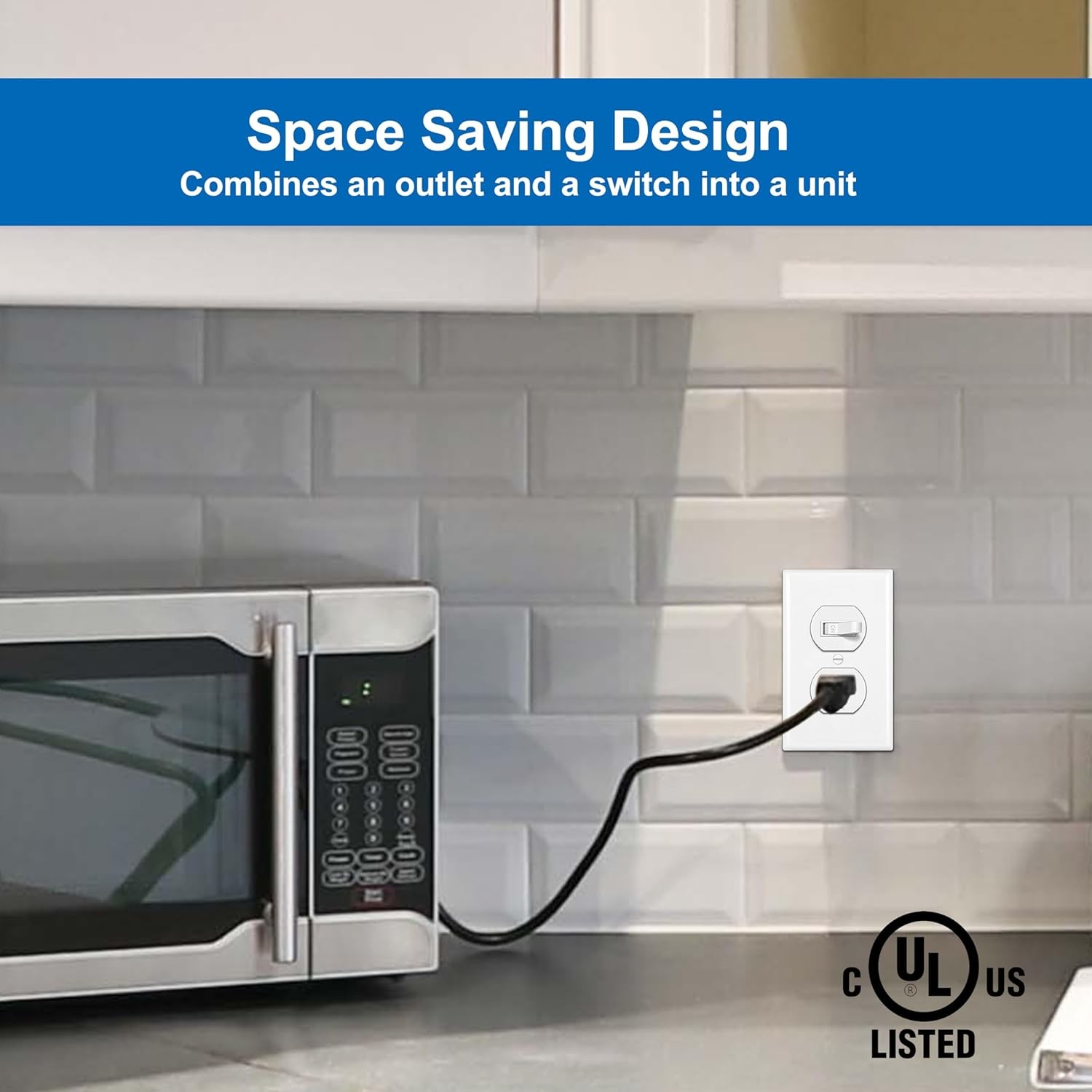 2 Pack Combination Toggle Light Switch and Duplex Receptacle Outlet, Single Pole