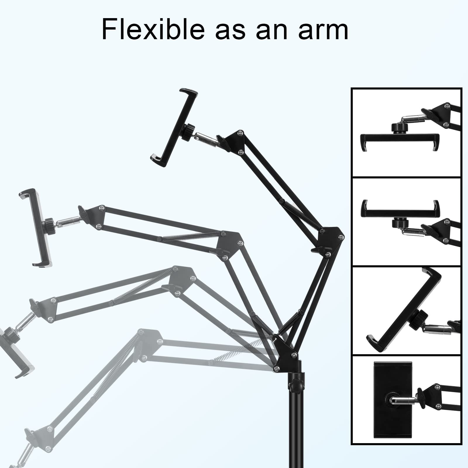Tablet Floor Stand, Adjustable Universal 360-degree Rotatable Metal Tablet Ho...