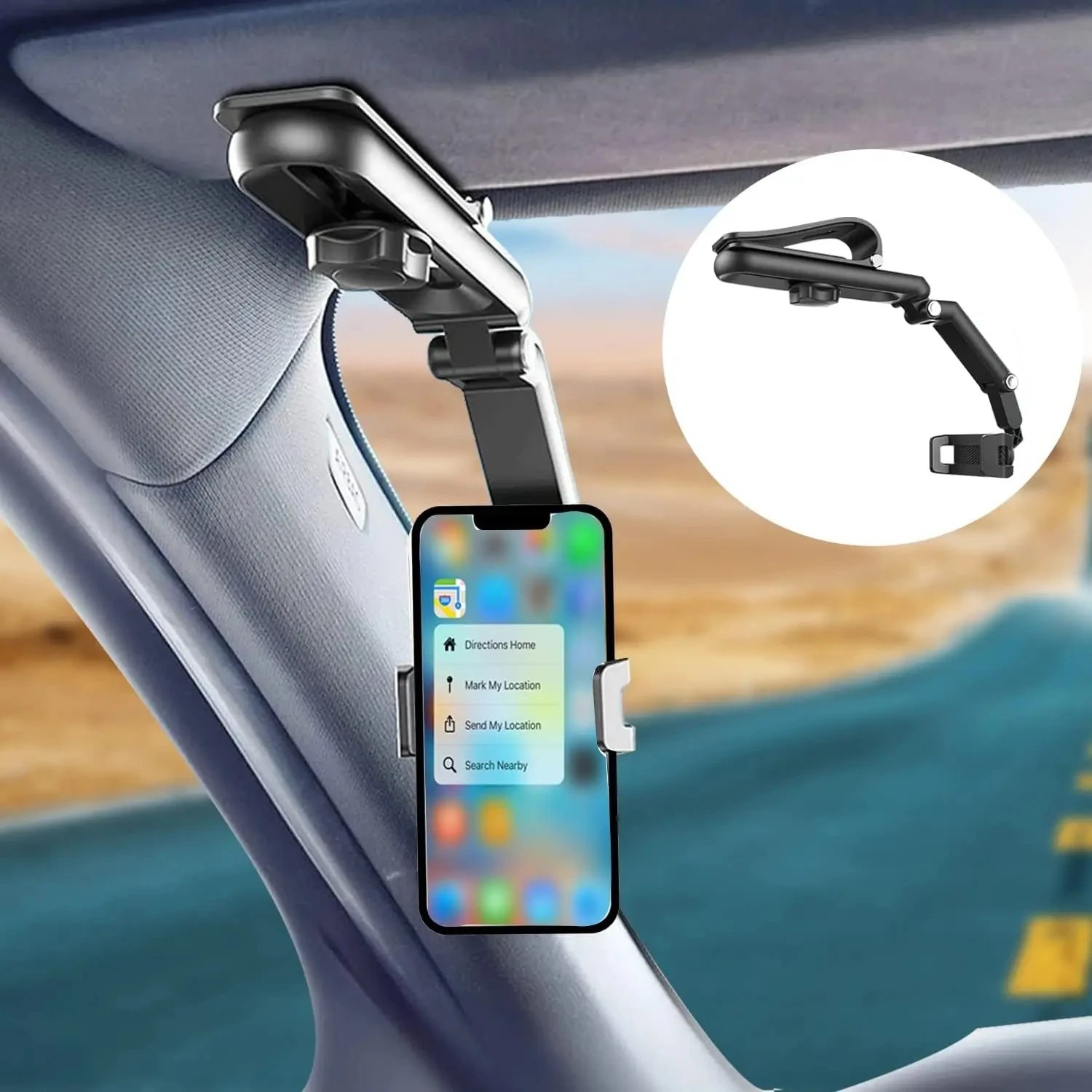 Phone Holder 360° Rotatable Adjustable Sun Visor Car Mount Clip For Most Phones