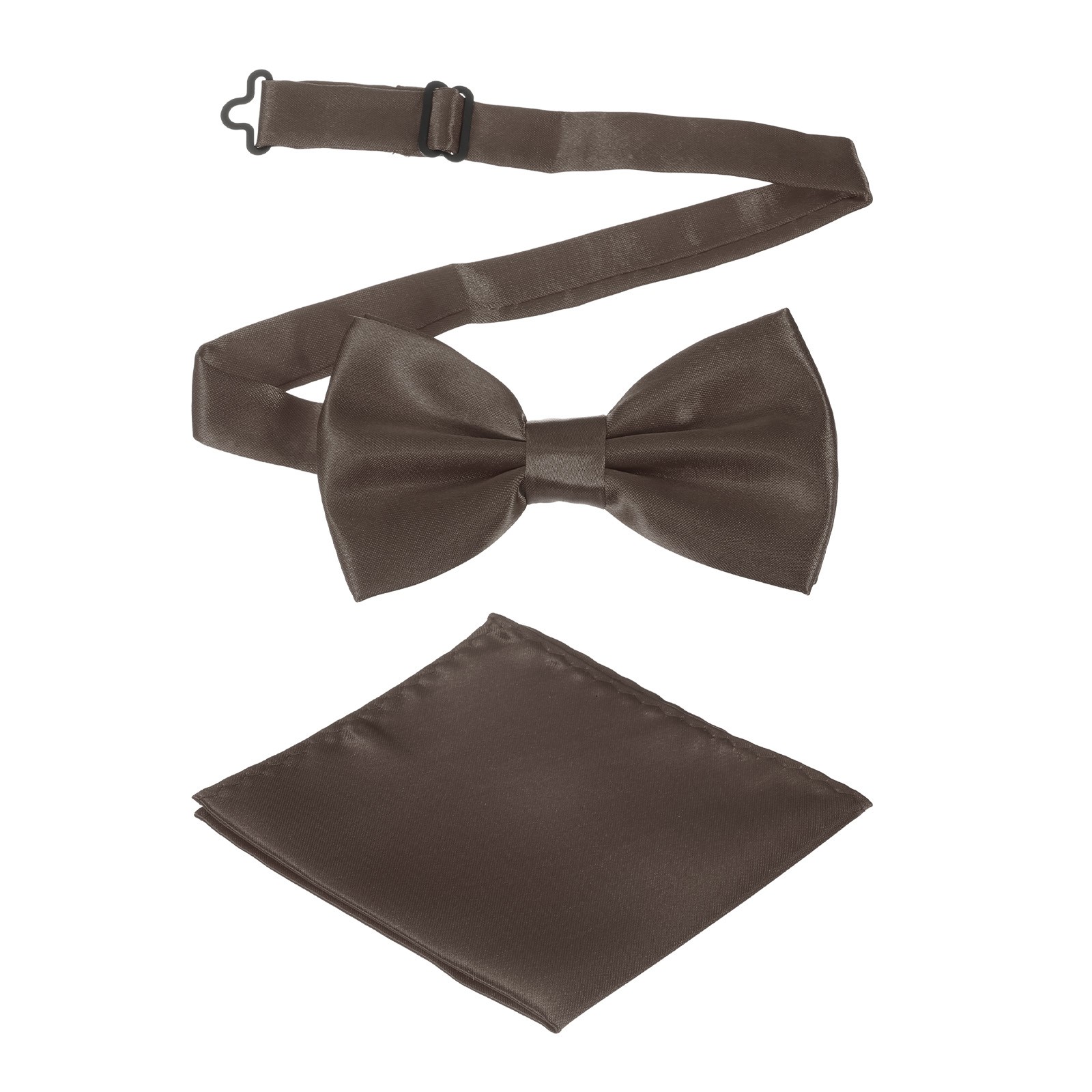 Bow Tie for Men, Adjustable Bow Ties with Pocket Square(Dark Coffee)
