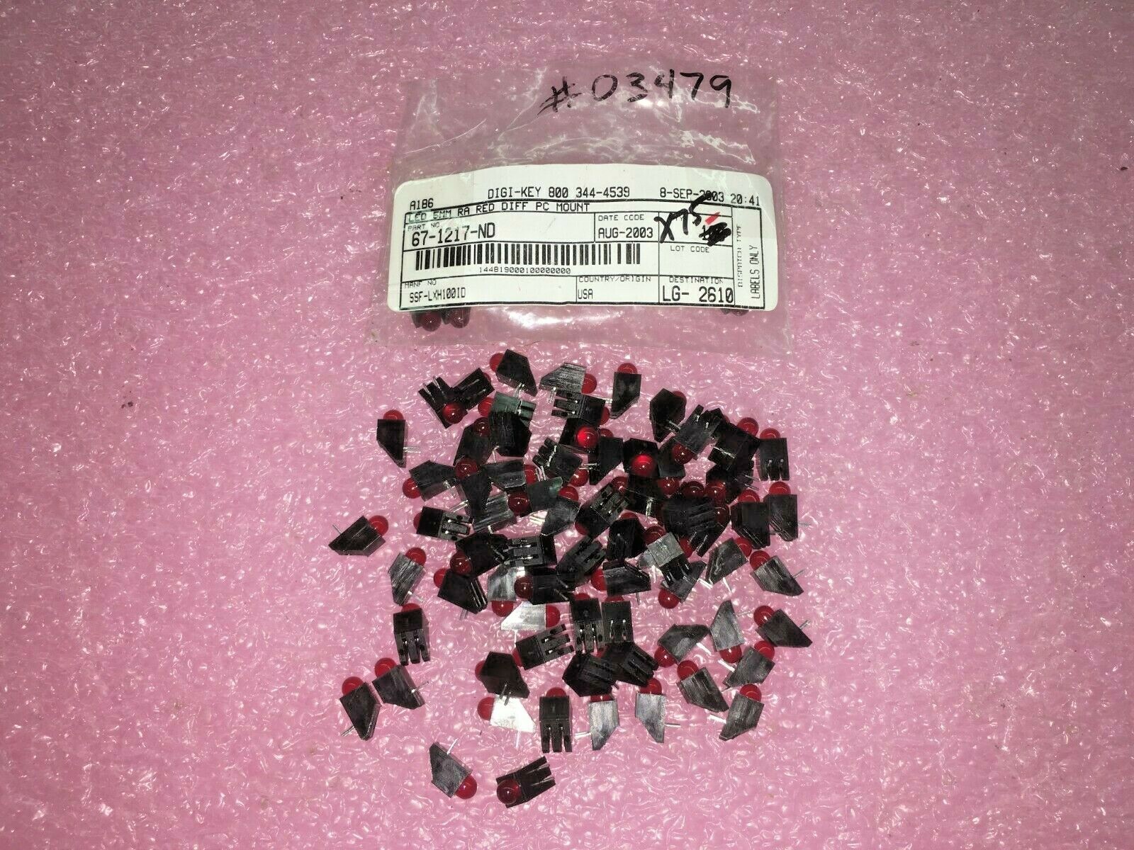 (77 PIECE LOT) SSF-LXH100ID, LUMEX, LED 5MM RA RED DIFF PC MOUNT RoHS