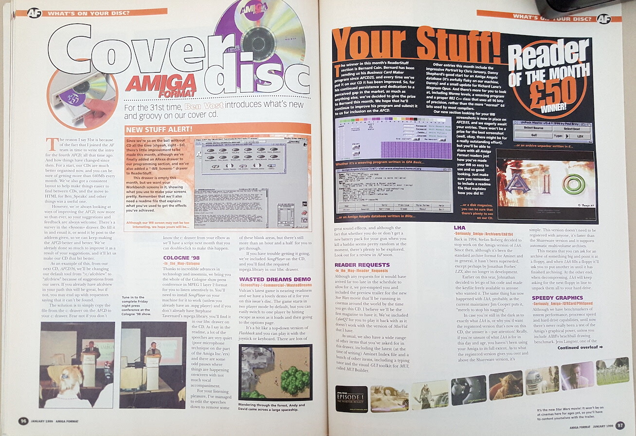 Amiga Format Magazine w/CD ©Jan.1999 Cologne'98 WebDesign2 Polataa Game +MORE