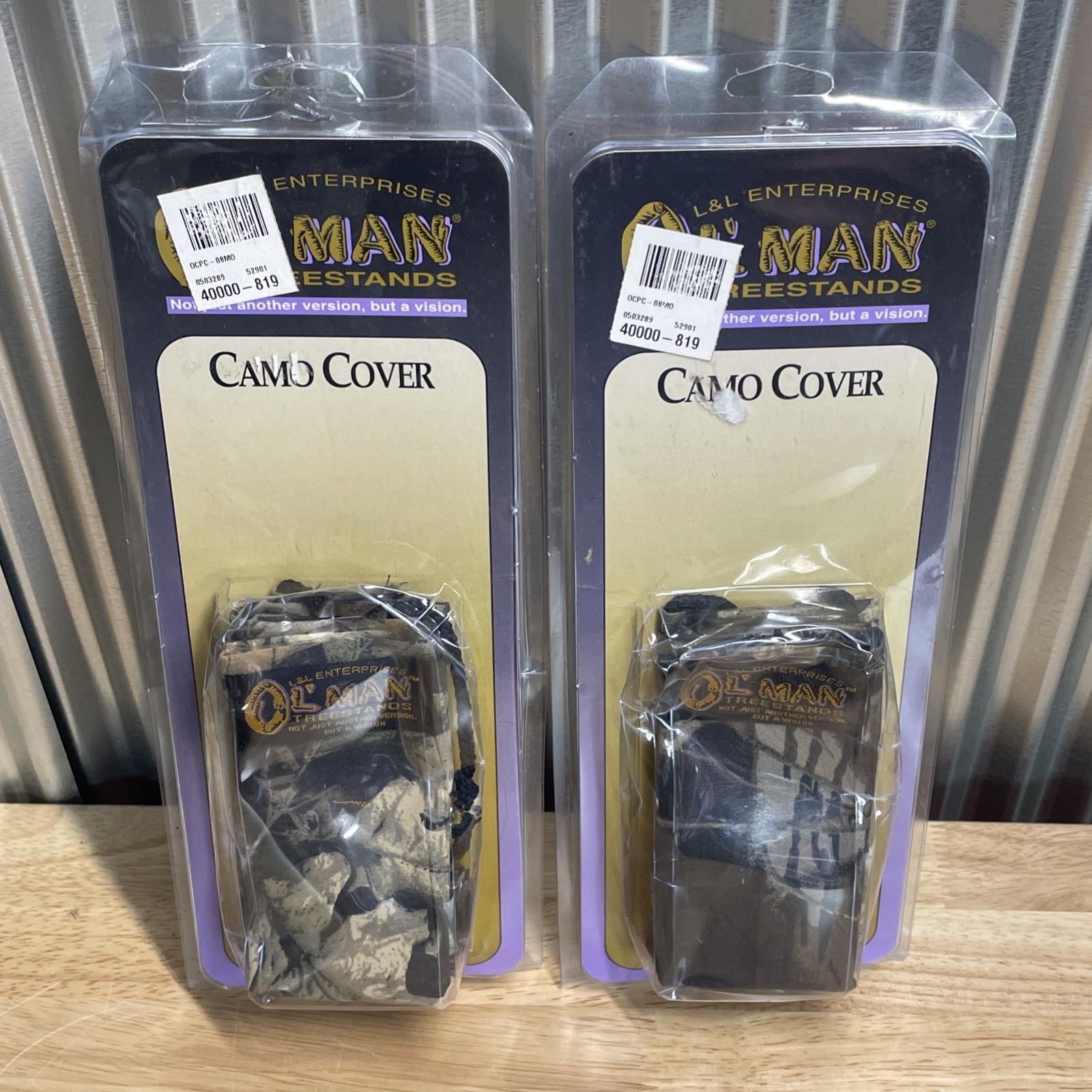 (2) Ol' Man Tree stands -  Straight Bar Camouflage Camo Pad Cover NOS NEW