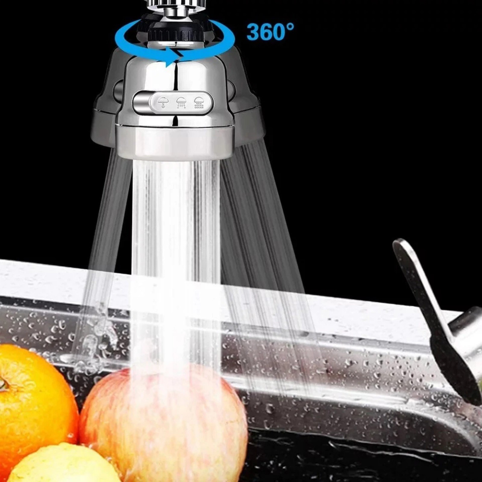 Kitchen Sink Faucet Nozzle 360° Rotating 3 Function Sprayer for Tap Aerator