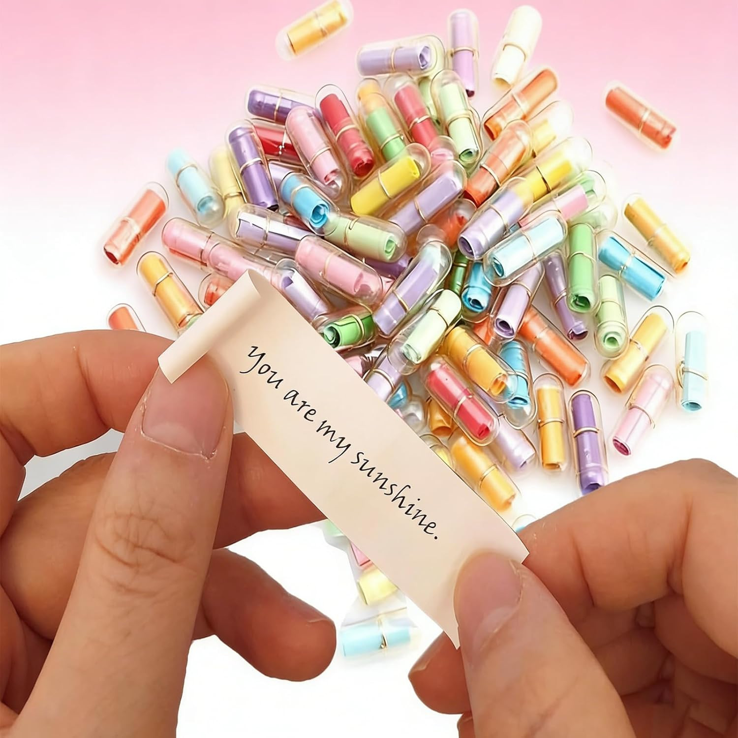 Muzero Capsule Message in a Bottle, 110Pcs Valentine Day Cute Love Note Blank Pi