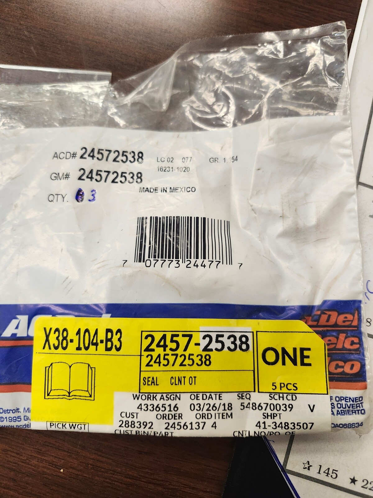 24572538 Engine Coolant Outlet Gaskets Lot of 3