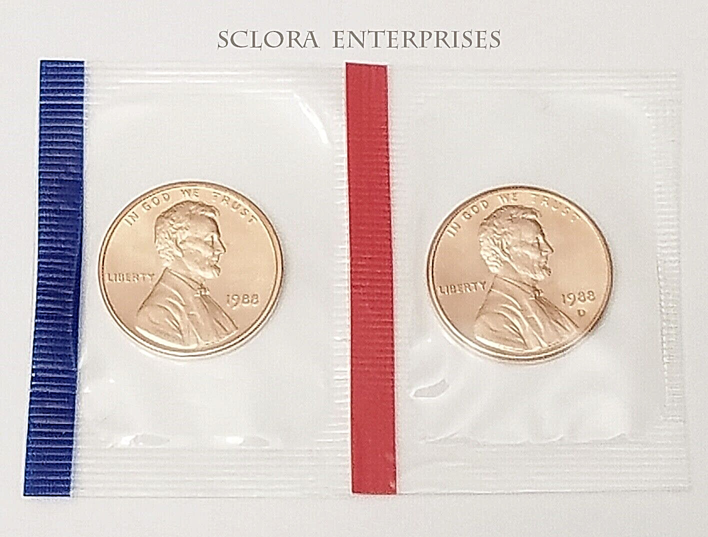 1988 P & D Lincoln Cent / Penny Set (2 COINS) *MINT CELLO*  **FREE SHIPPING**