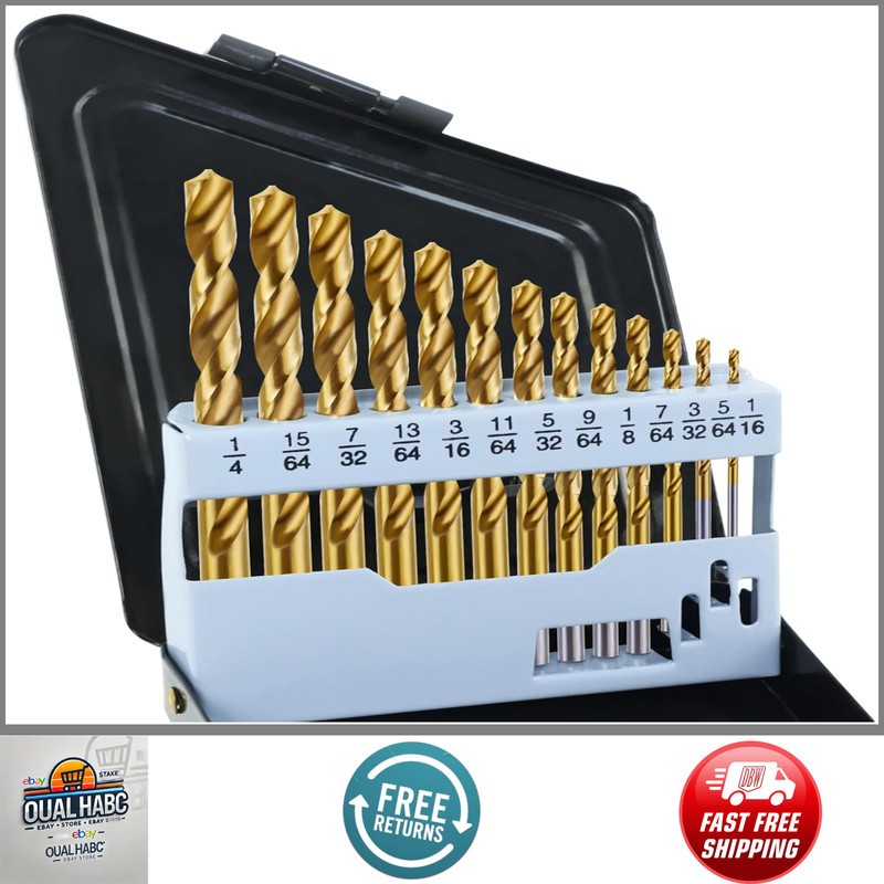 13pcs Left Hand Drill Bit Set Cobalt HSS Reverse Bits for Metal Steel 1/16-1/4