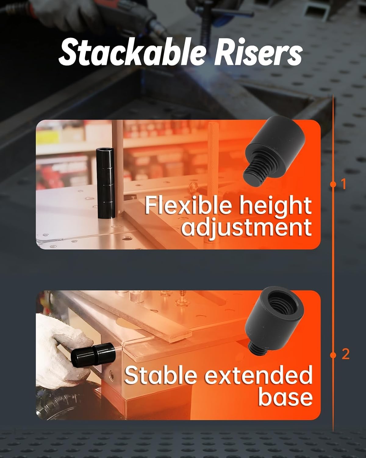 Welding Table Clamps, 19pcs V Blocks, Round Pins & Stackable Risers Accessories