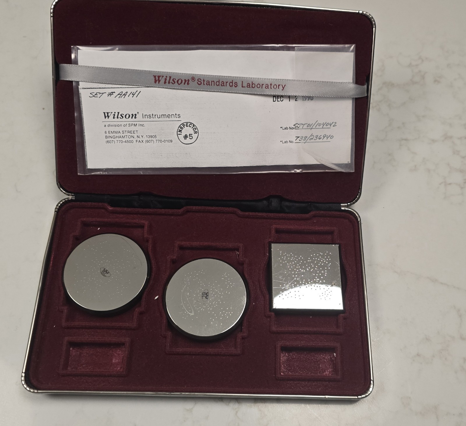 Wilson Rockwell Test Block Calibration Set 79.2, 64.3, 46.5 - CERTIFIED 260474
