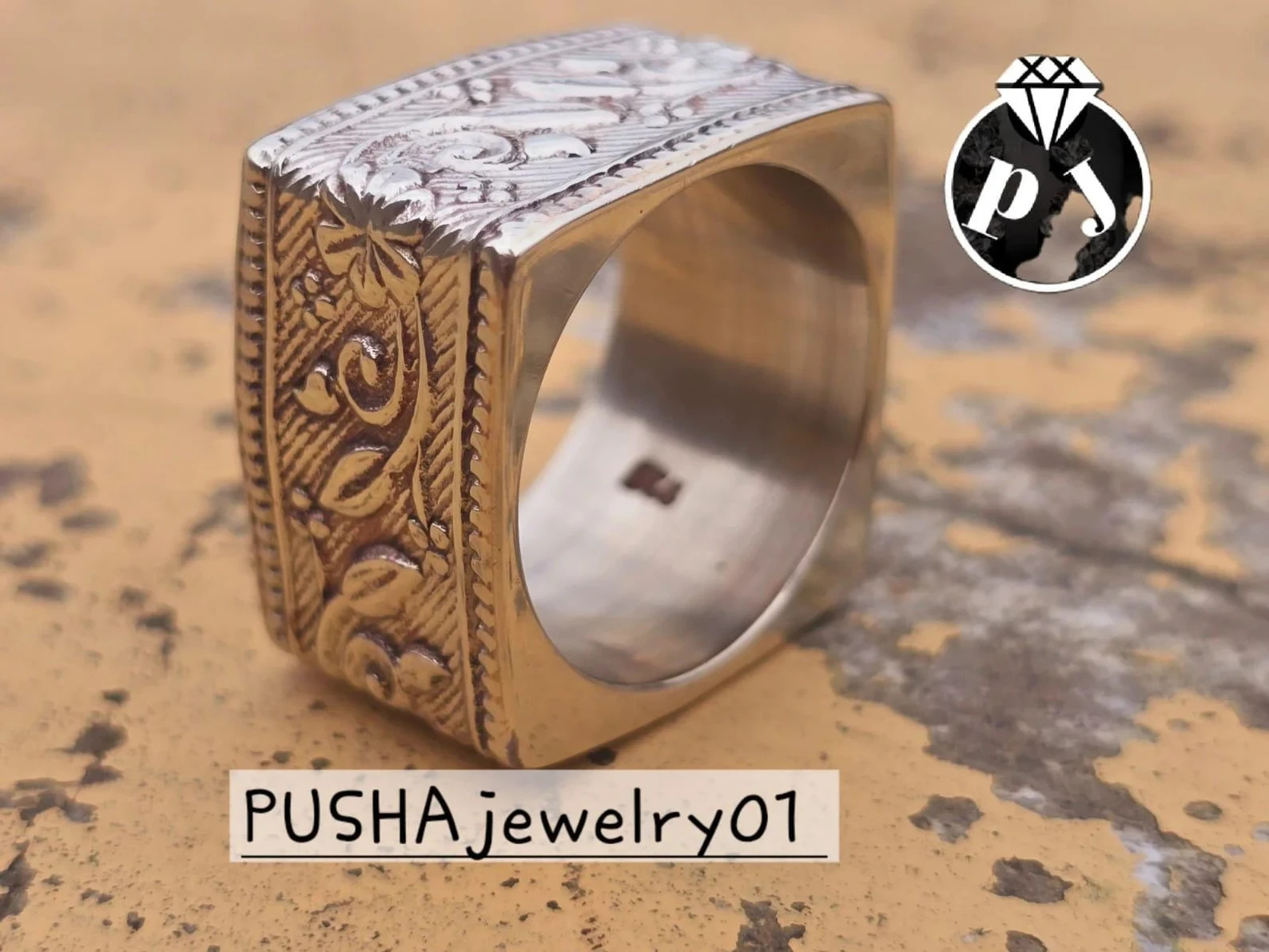 925 Sterling Silver Cube Ring industrial Nut Ring Square Ring Big Bolt Geometric