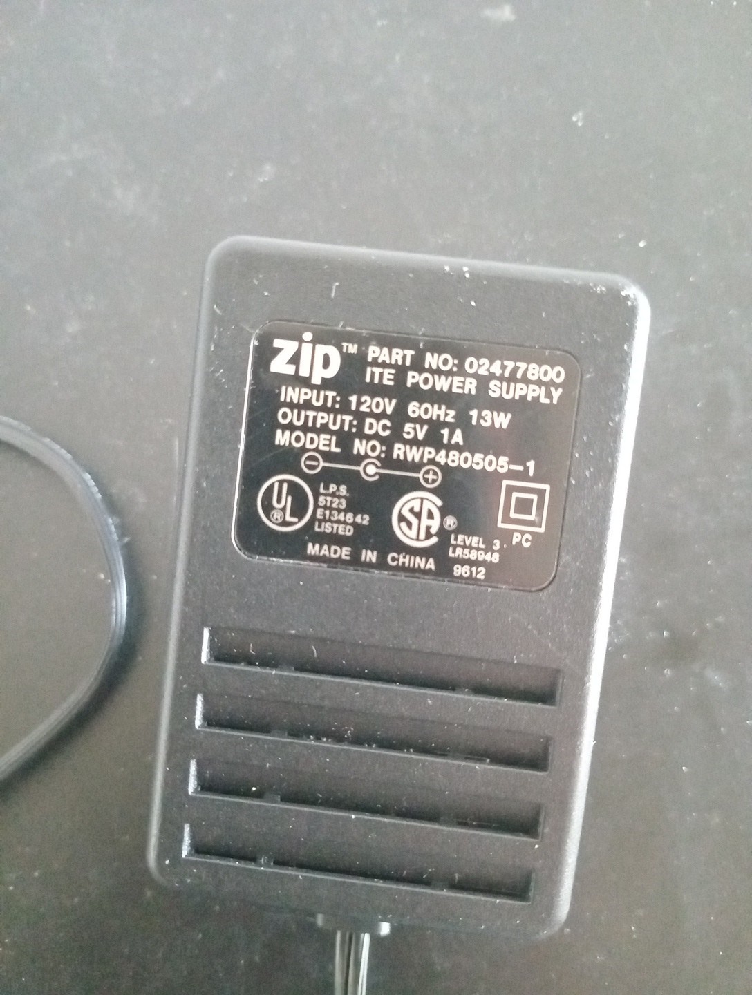 Zip RWP480505-1 AC Adapter Power Supply 5V 1A