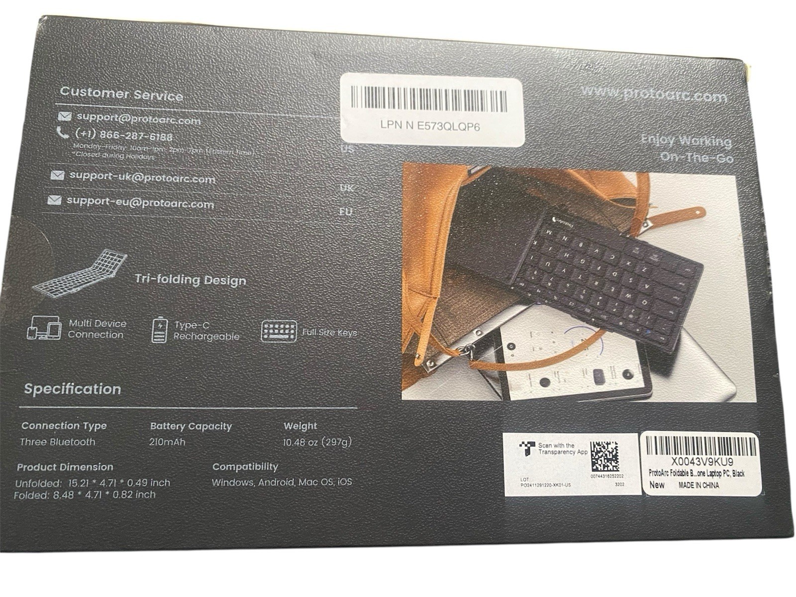 XK01 Foldable Full Size Wireless Keyboard