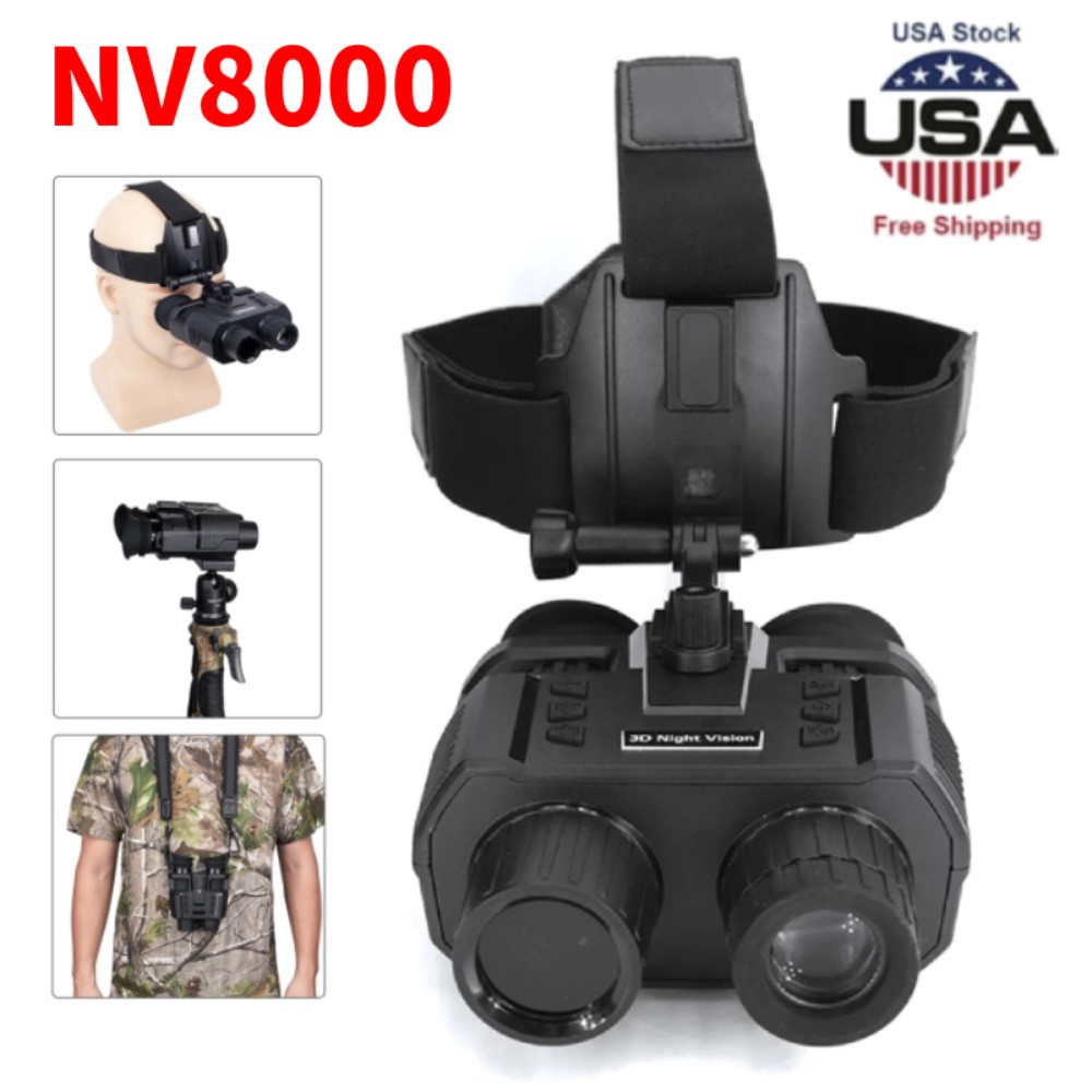 New NV8000 IR 1080P 3D Helmet Binocular Naked Eye Head Mount Night Vision Goggle