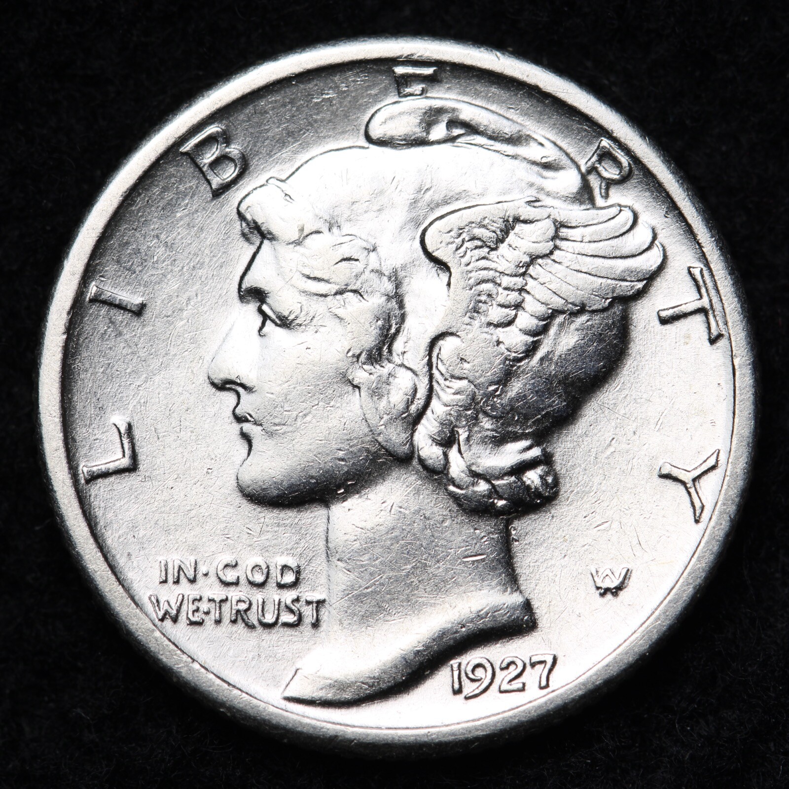 1927 Mercury Silver Dime Nice AU FREE SHIPPING