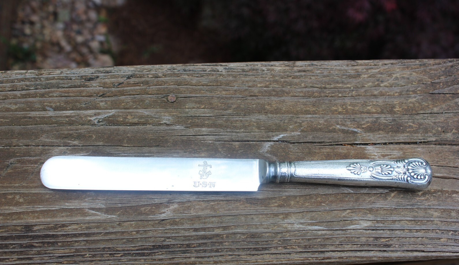US Navy KINGS Silverplate Butter Knife USN on Blade and Handle WW II Era