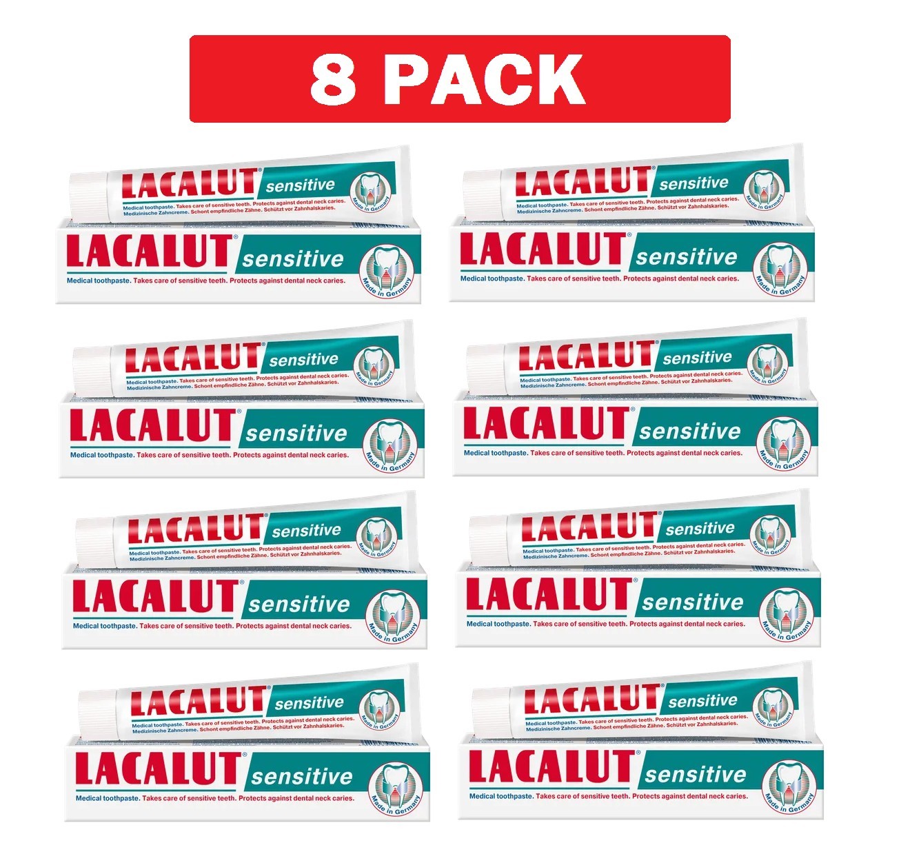 8 Pack LACALUT SENSITIVE Daily Toothpaste, 75ml