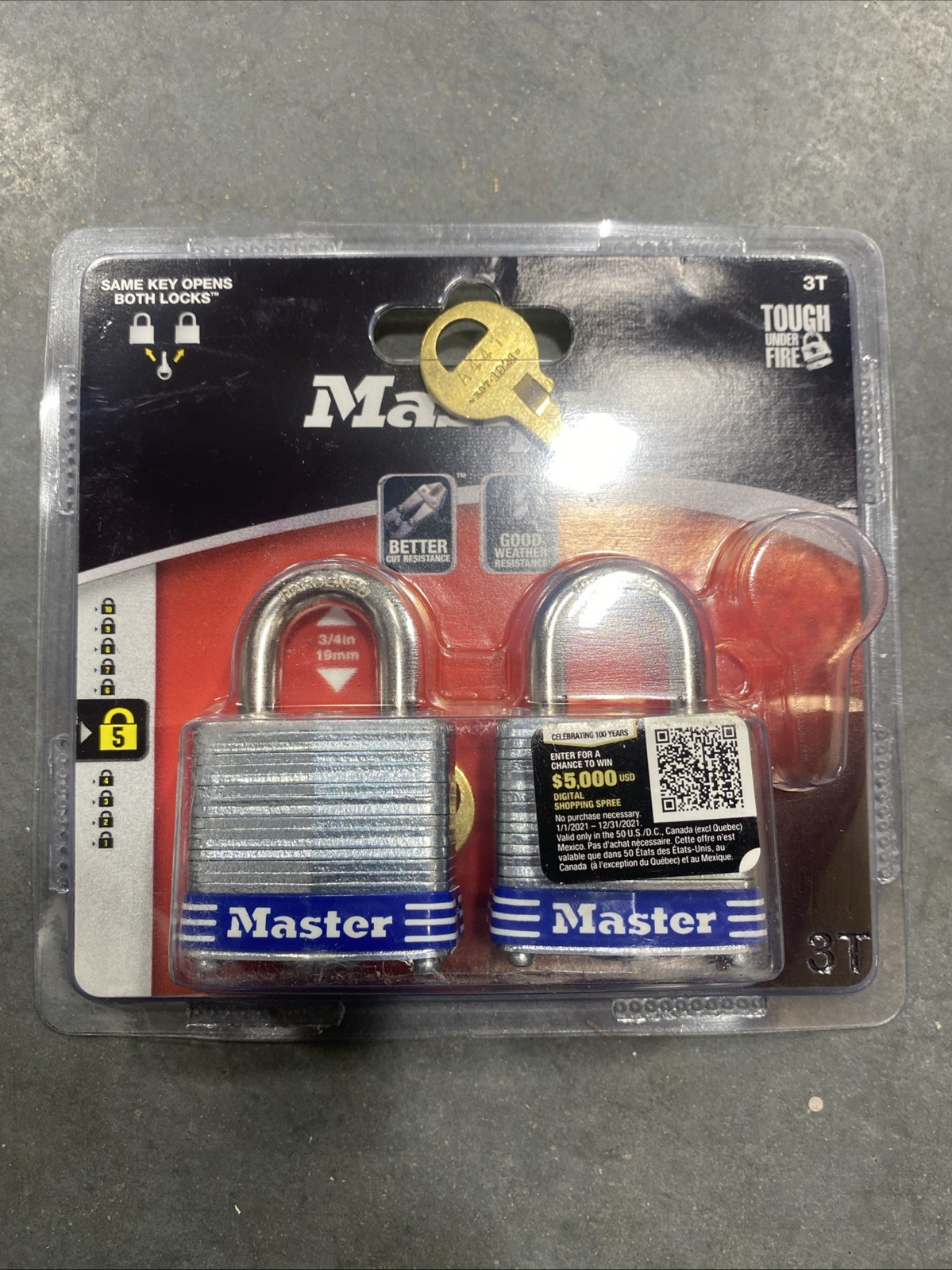 Master Lock 2-Pack of 1 9/16in. EX Series Shrouded Steel Keyed Alike Padlock,