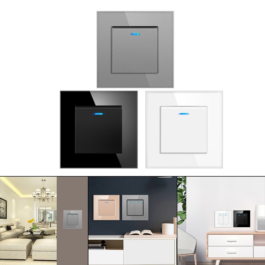 European Standard Single Control Rocker Switch Tempered Glass Material