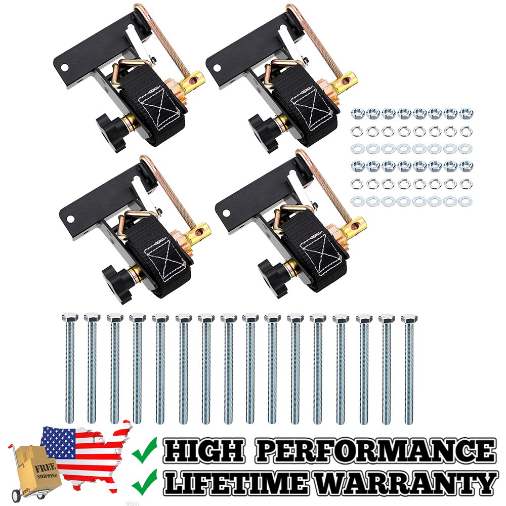 4 Set 1.5''x7.5'' Ladder Rack Ratchet Straps 500 lbs Load Heavy Duty Retractable