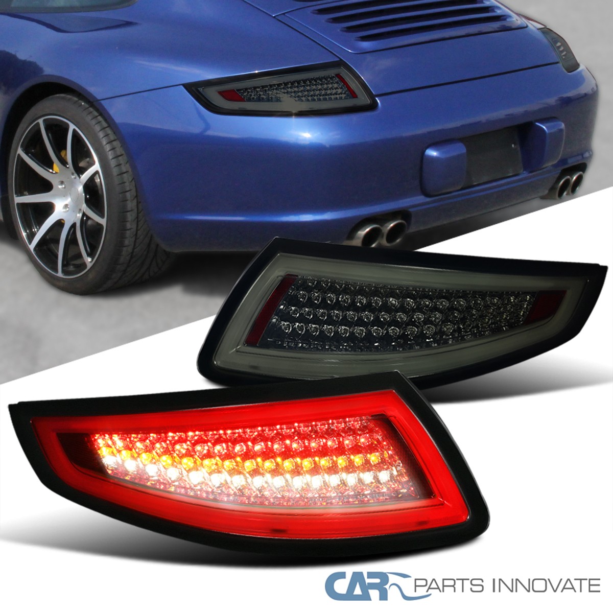 Fits 05-08 Porsche 911 997 GT3 GT2 Turbo Carrera Targa Smoke LED Tail Lights