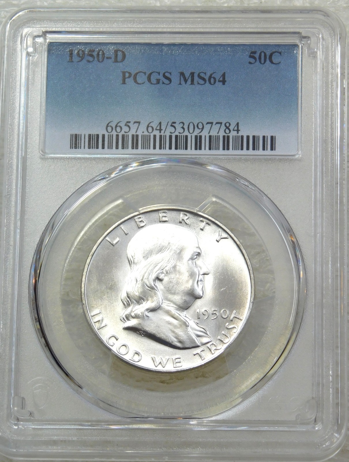 1950-D Franklin Half Dollar PCGS MS64 99% FBL Frosty White PQ New Holder #P333F