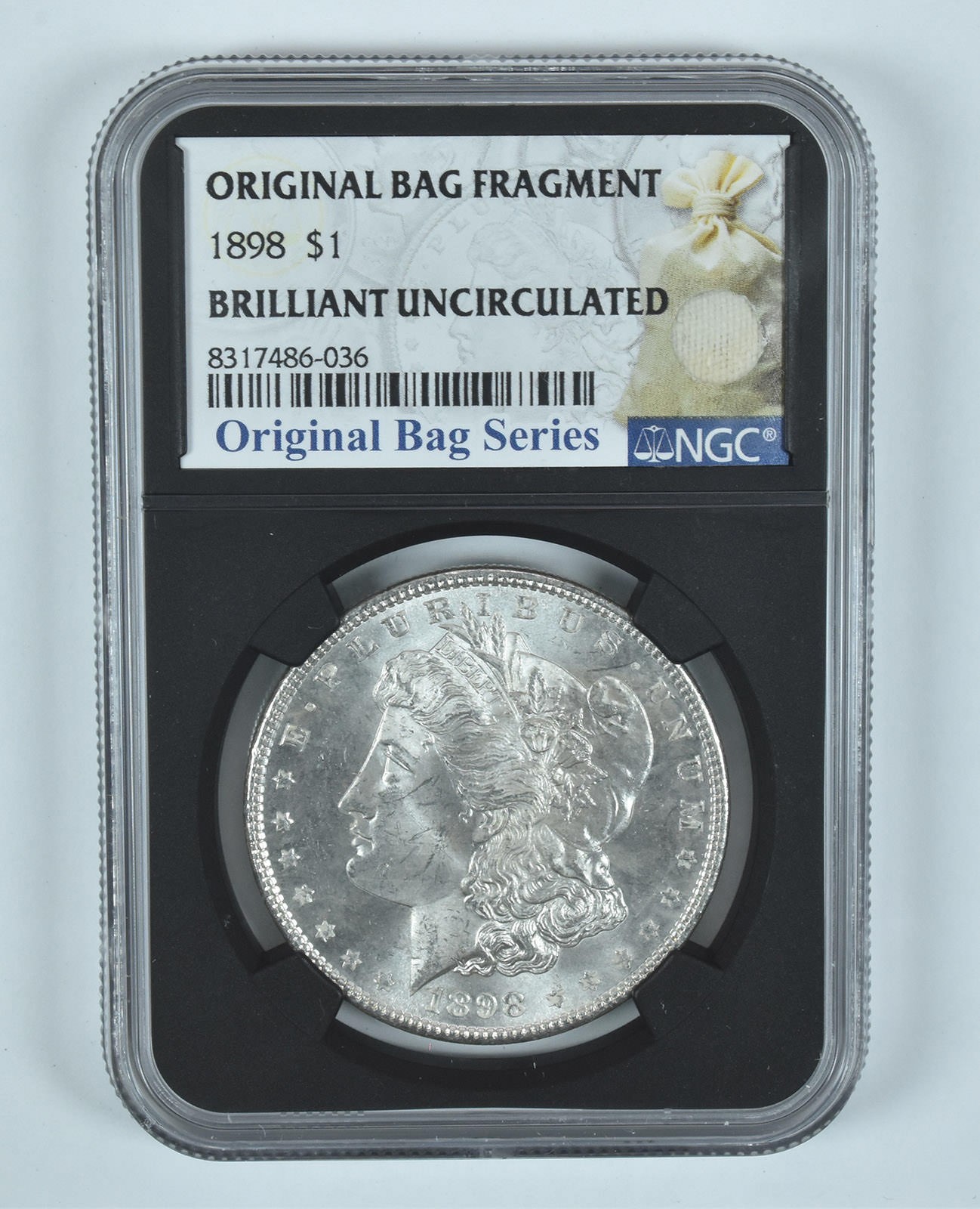 1898 Morgan Silver Dollar Original Bag Fragment BU NGC