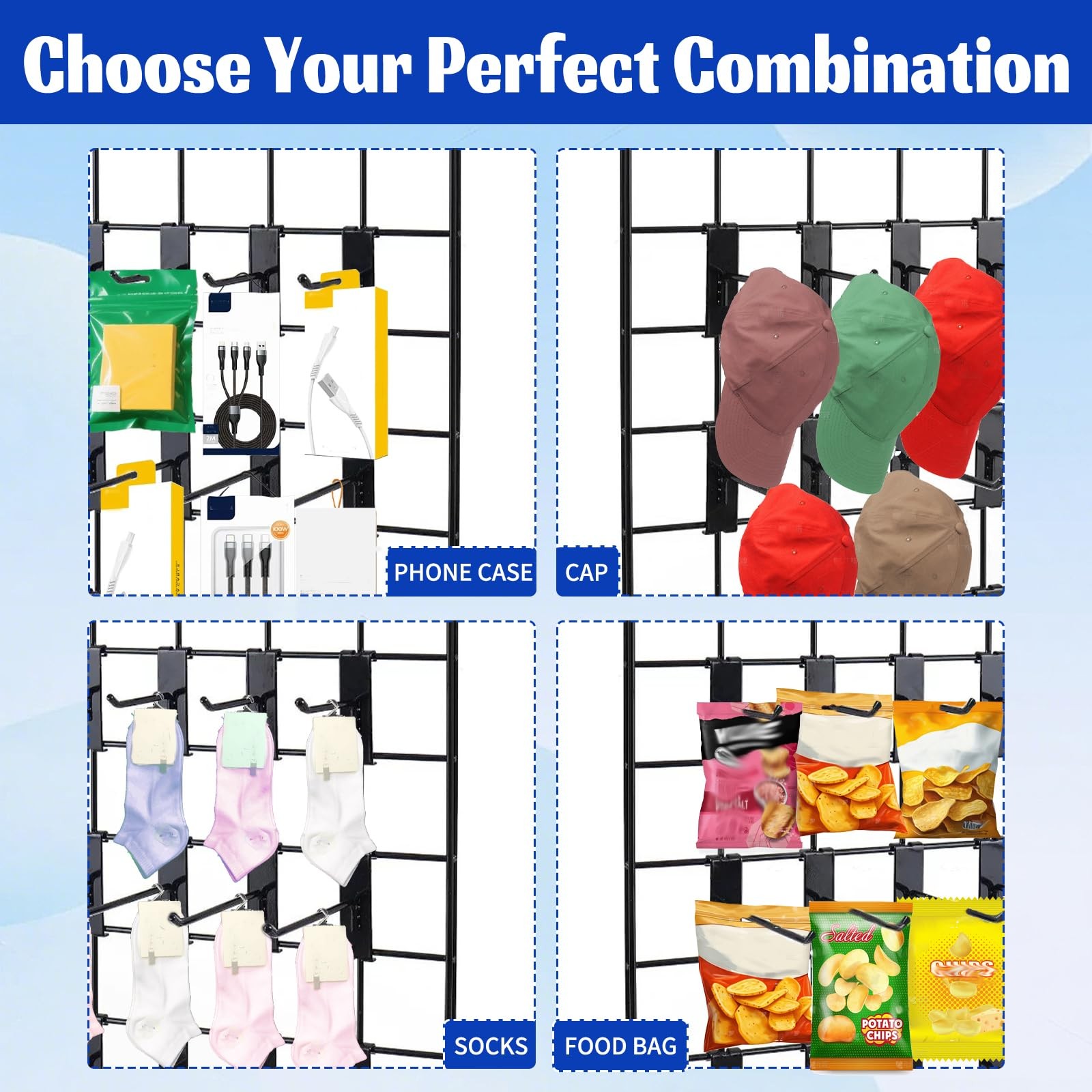 Gridwall Hooks 4 inch40pcs Display Hooks for Grid Wall PanelMetal Grid Wall A...