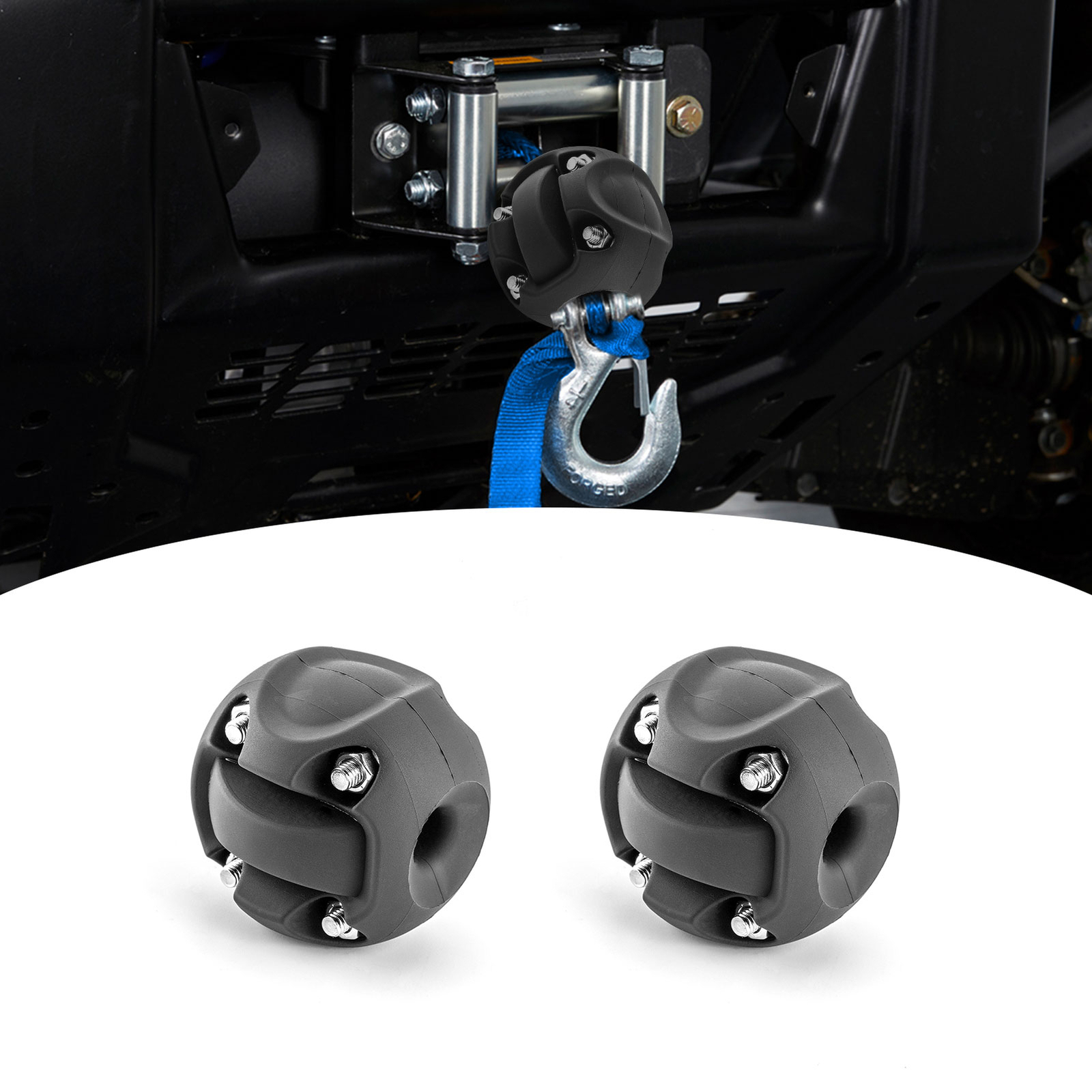 2x Winch Cable Hook Stopper Rope Line Saver Bump Stop ATV/UTV Vehicle Rubber